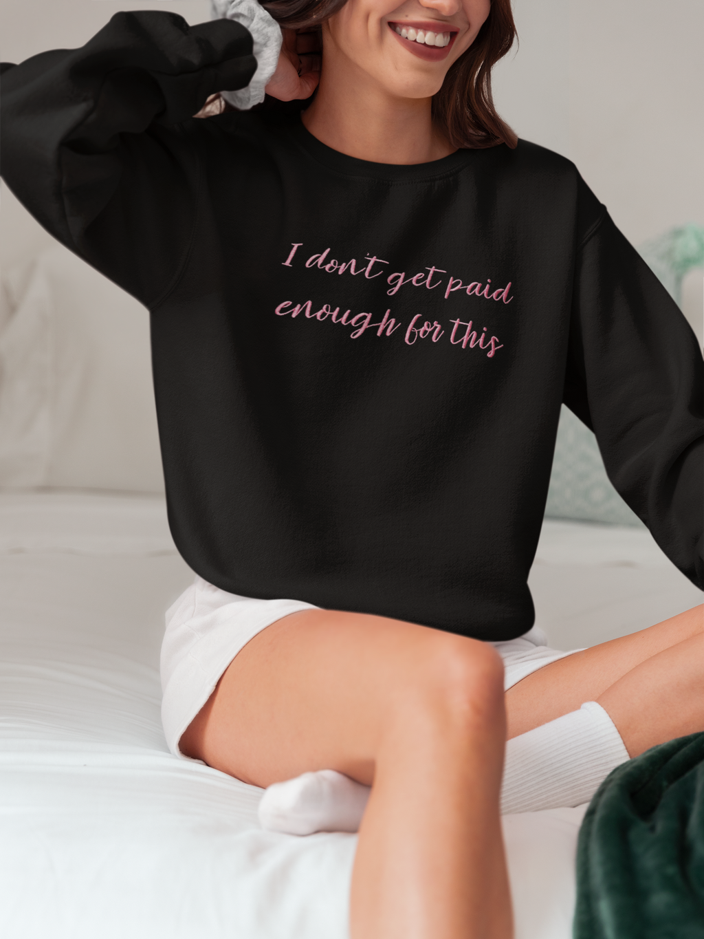 Not Paid Enough Embroidered Nurse Crewneck Sweatshirt| On Duty Off Filter Collection