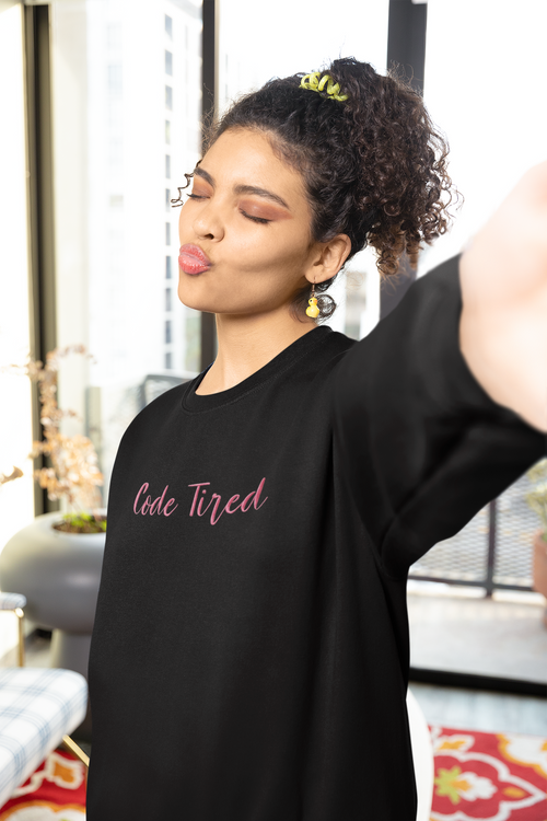 Code Tired Embroidered Nurse Crewneck Sweatshirt| On Duty Off Filter Collection