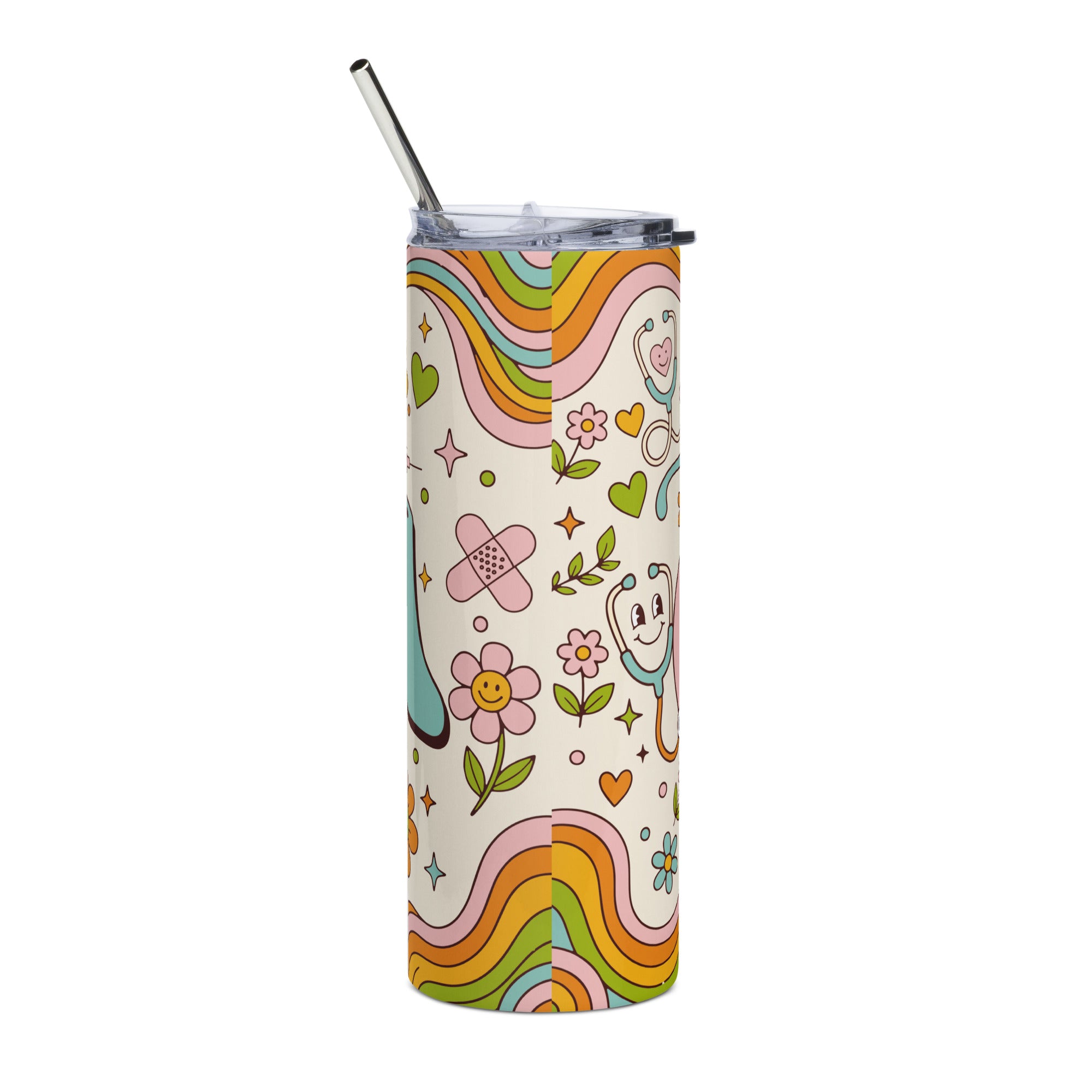 Retro Groovy CNA Tumbler | Skinny Stainless Steel | 20 oz with Straw
