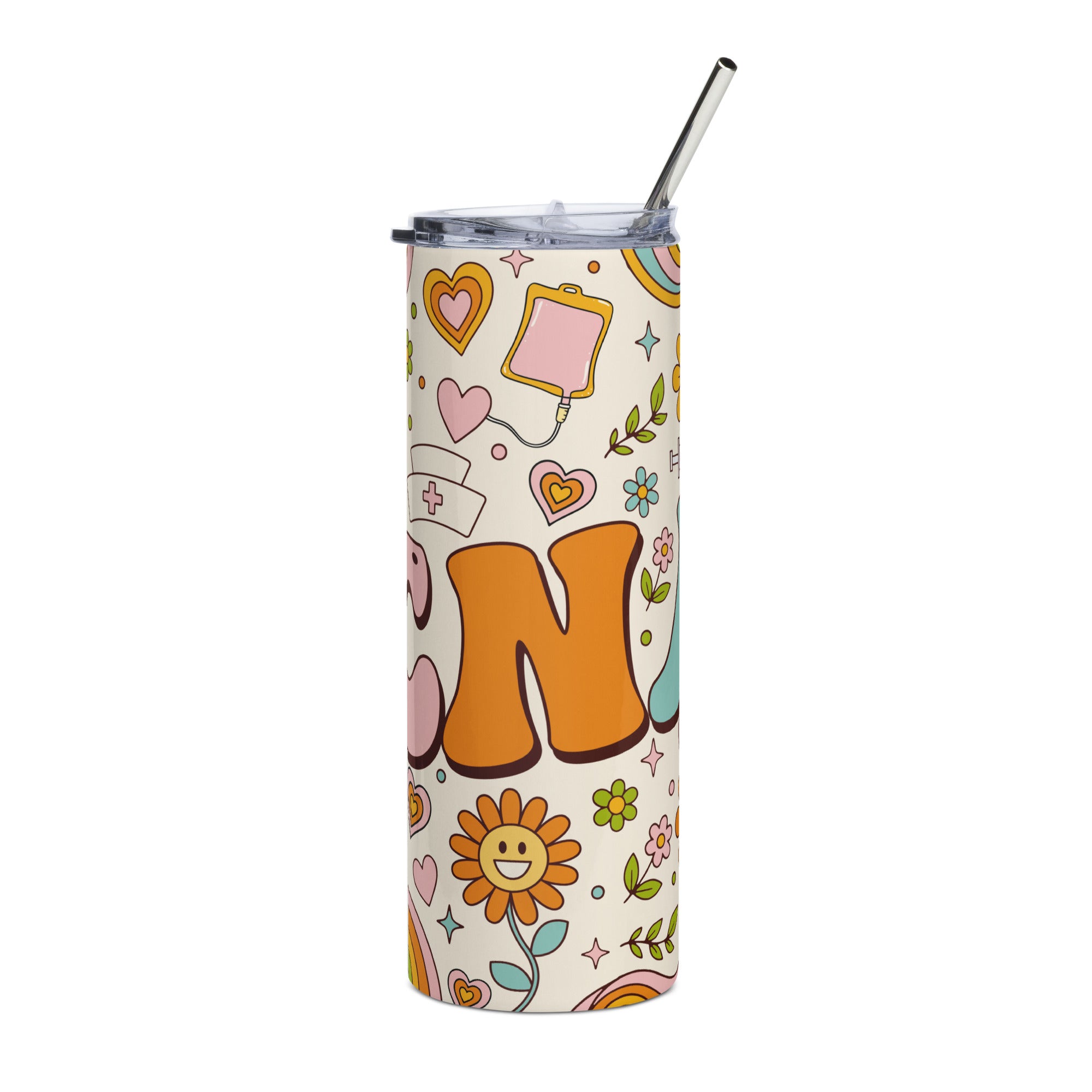 Retro Groovy CNA Tumbler | Skinny Stainless Steel | 20 oz with Straw