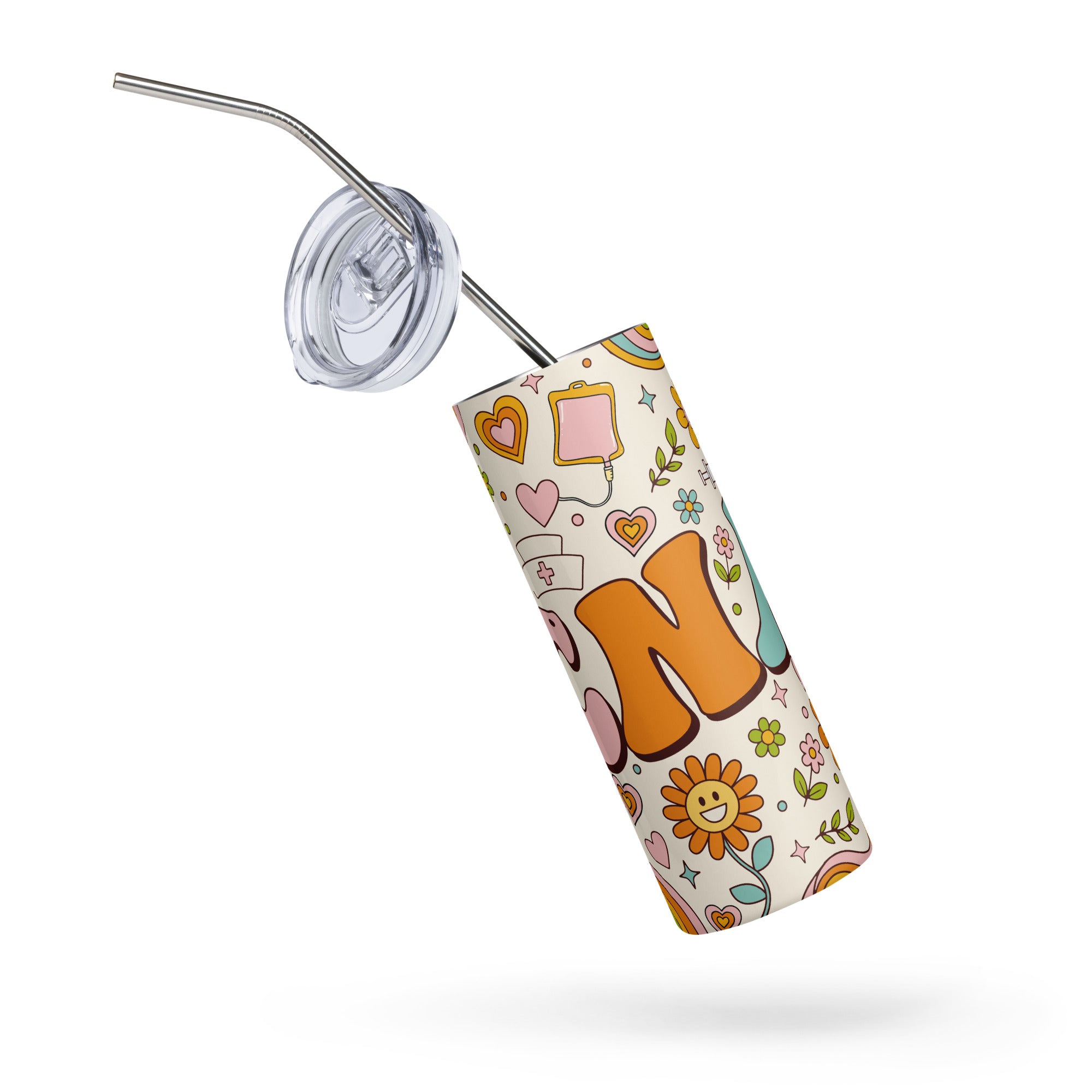 Retro Groovy CNA Tumbler | Skinny Stainless Steel | 20 oz with Straw