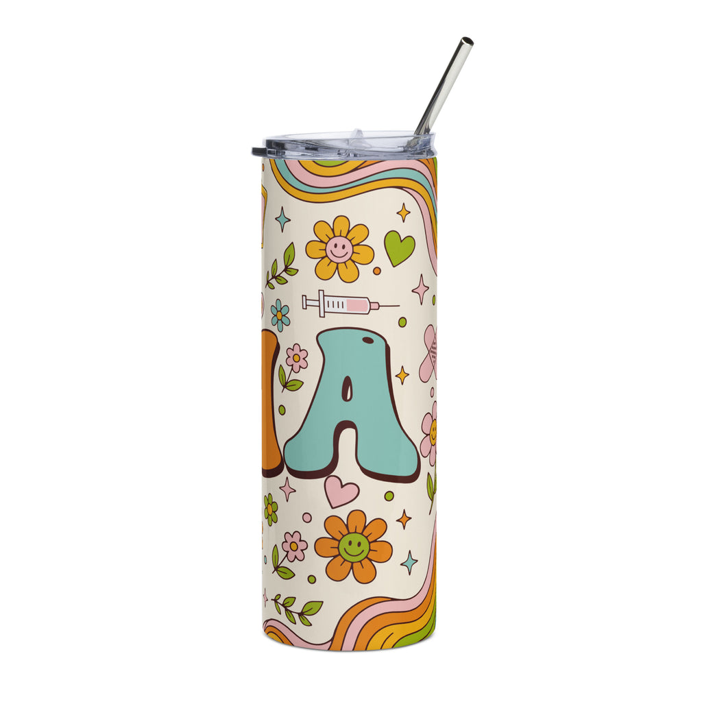 Retro Groovy CNA Tumbler | Skinny Stainless Steel | 20 oz with Straw