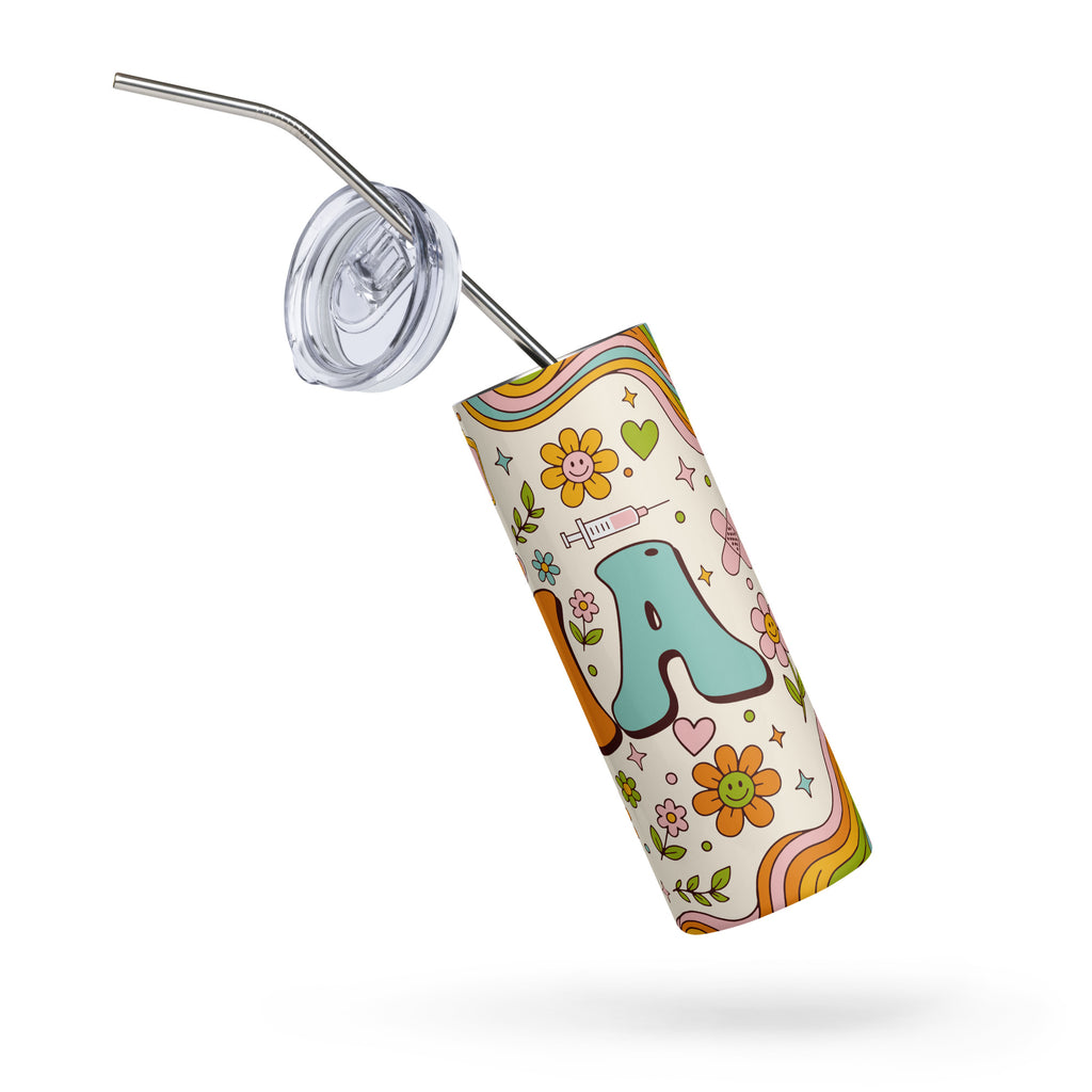 Retro Groovy CNA Tumbler | Skinny Stainless Steel | 20 oz with Straw